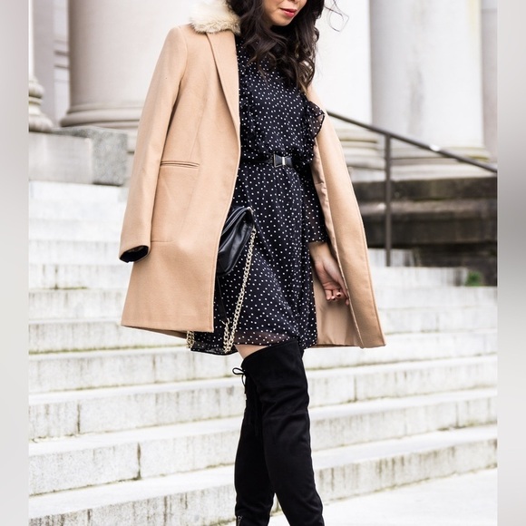 Topshop Camel Coat with Faux Fur Collar 12 - Picture 3 of 9